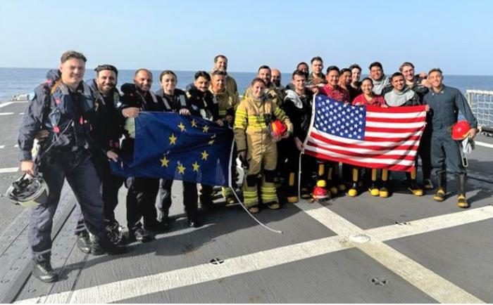 EUNAVFOR assets and USS PAUL HAMILTON crew members