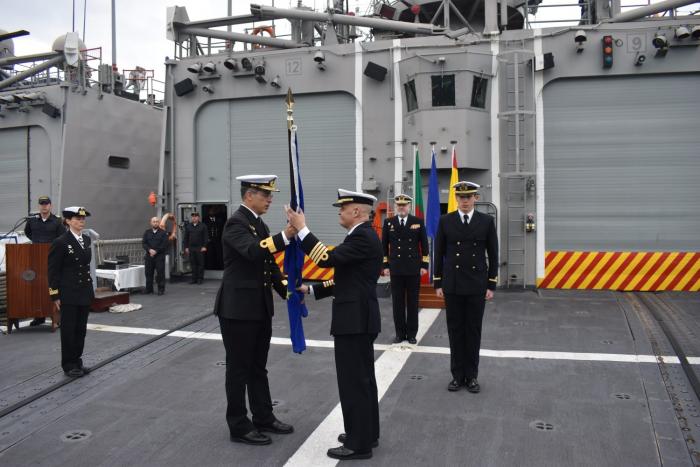 Commodore Nuno Filipe Cortes Lopes handing over the Command Captain Juan María Ibáñez Martín