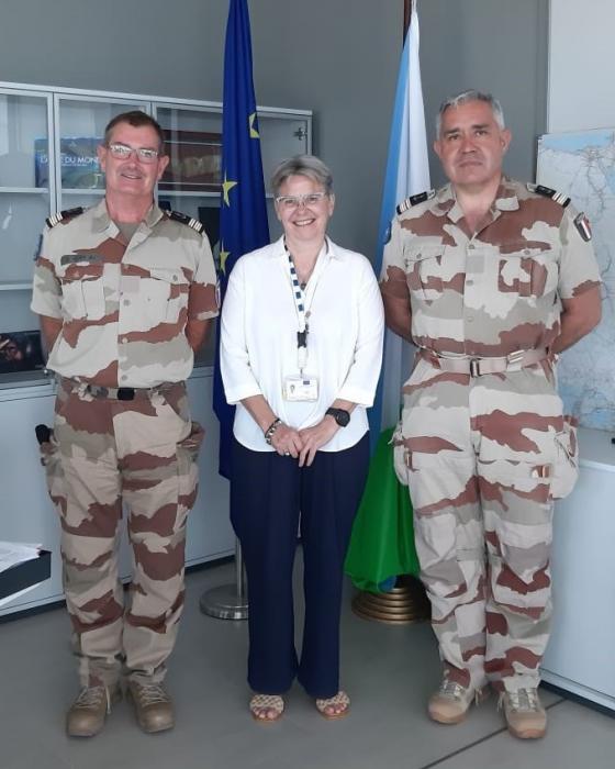 CDR Giry, HE Sylvie Tabesse and CDR Guerrier at the EU Delegation in Djibouti