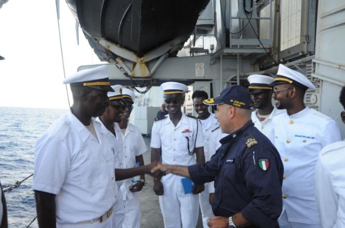 Fore Commander and the Somali Navy and Coast Guard delegation during the visit