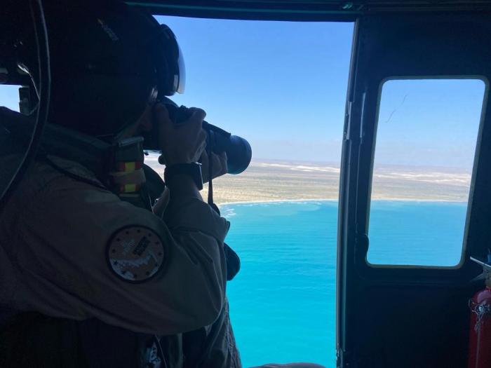 EUNAVFOR HELO AB-212 flying over the Somali Basin during a monitoring operation.