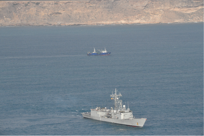 EUNAVFOR ATALANTA flagship in the vicinity of the Chinese fishing vessel hijacked, December 2024