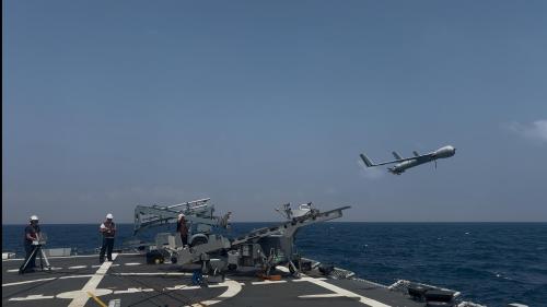 A SCAN EAGLE is launched on board EUNAVFOR ATALANTA ESPS REINA SOFIA A SCAN EAGLE is launched on board EUNAVFOR ATALANTA ESPS REINA SOFIA