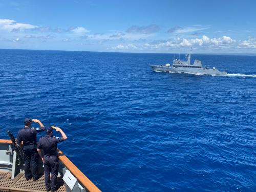 Joint activity at sea between EUNAVFOR and Kenyan Navy assets.