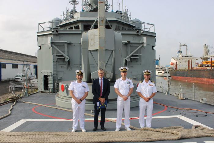 EU Ambassador to India and ATALANTA Force Commander on board EUNAVFOR asset during the port visit in Mumbai EU Ambassador to India and ATALANTA Force Commander on board EUNAVFOR asset during the port visit in Mumbai