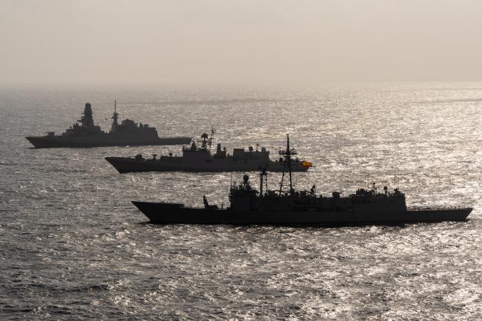 EUNAVFOR ATALANTA assets, ITS MARCEGLIA and ESPS REINA SOFIA, along with Indian Navy warship TRIKAND