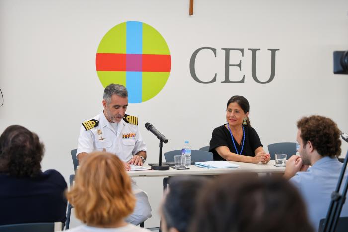 EUNAVFOR ATALANTA Chief of Staff during his speech at the CEU University
