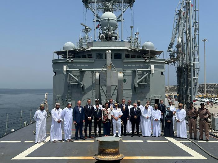 EU Heads of Mission to Oman and Omani representatives along with Force Commander onboard EUNAVFOR ATALANTA flagship NAVARRA