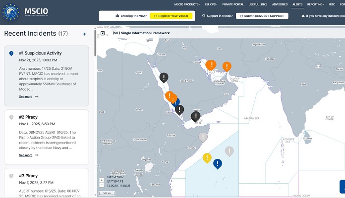 MSCIO website, alerts