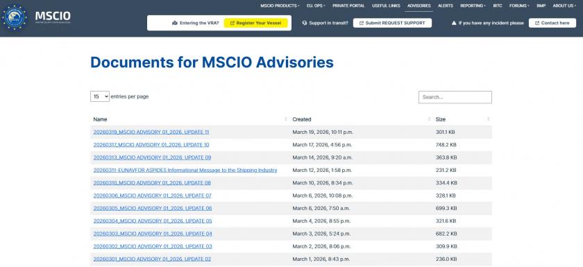 ATALANTA advisories published on Maritime Security Centre Indian Ocean website