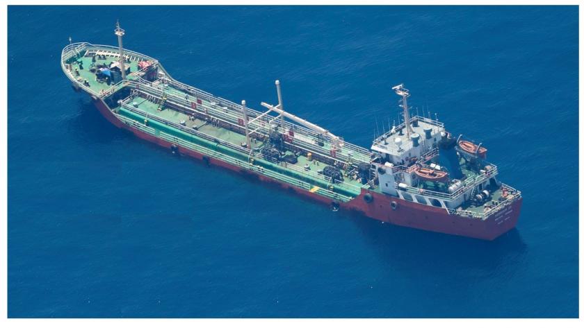 Captured tanker HONOUR 25, seen from EUNAVFOR ATALANTA aircraft 