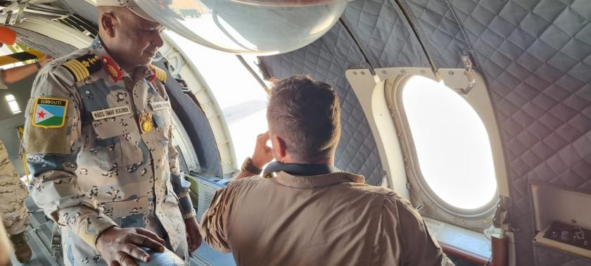 Djiboutian Coast Guards commander on board ATALANTA VIGMA D-4 aircraft