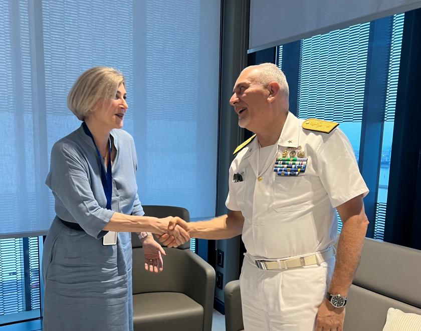 ATALANTA Deputy Commander in his meetings with EU Ambassador Ionete to Djibouti and Italian Military Support Base personnel