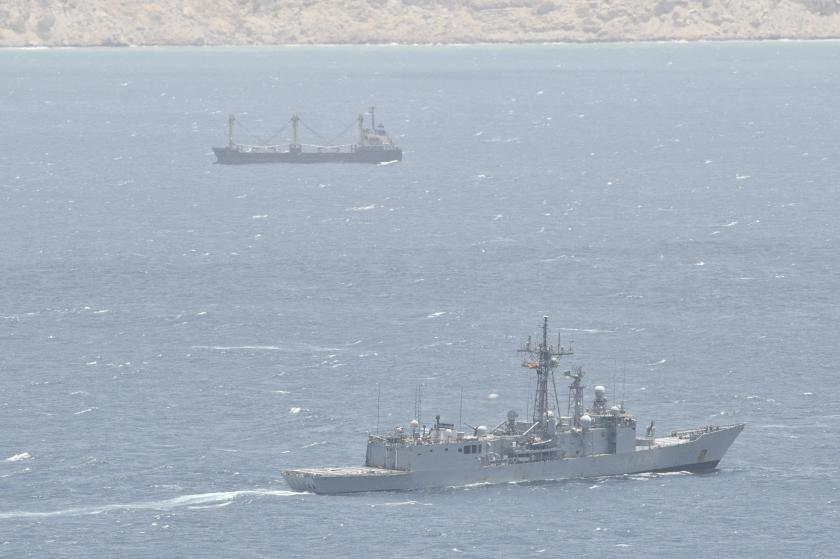 ATALANTA flagship ESP NUMANCIA shadowing the Merchant Vessel SWARD