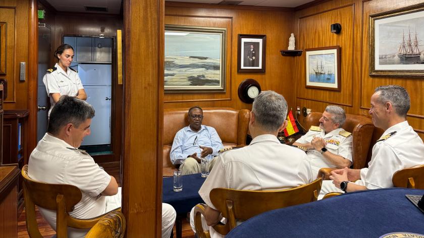 Djibouti Port Master, Force Commander and ATALANTA personnel met on board ESPS NUMANCIA, the flagship of the Operation.