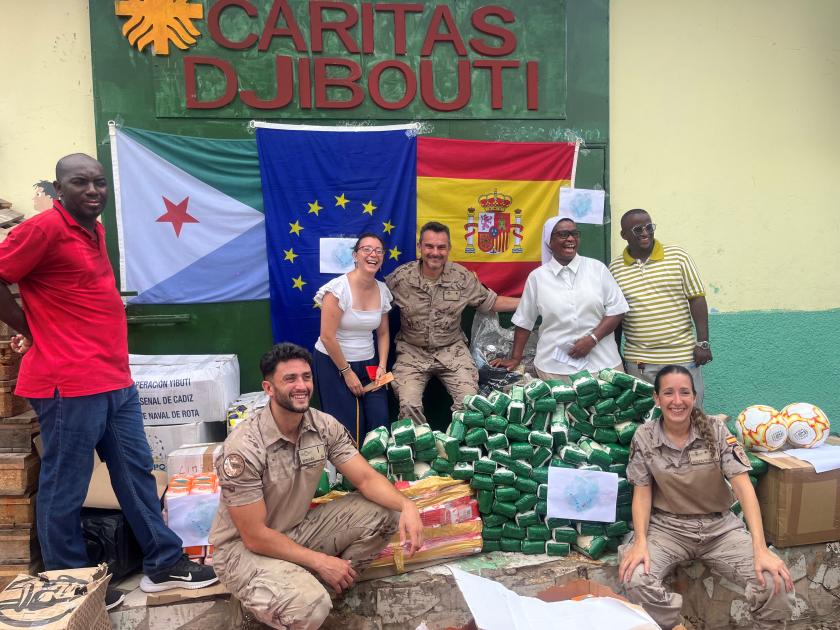 Caritas Djibouti volunteers and ATALANTA ORION Detachment personnel