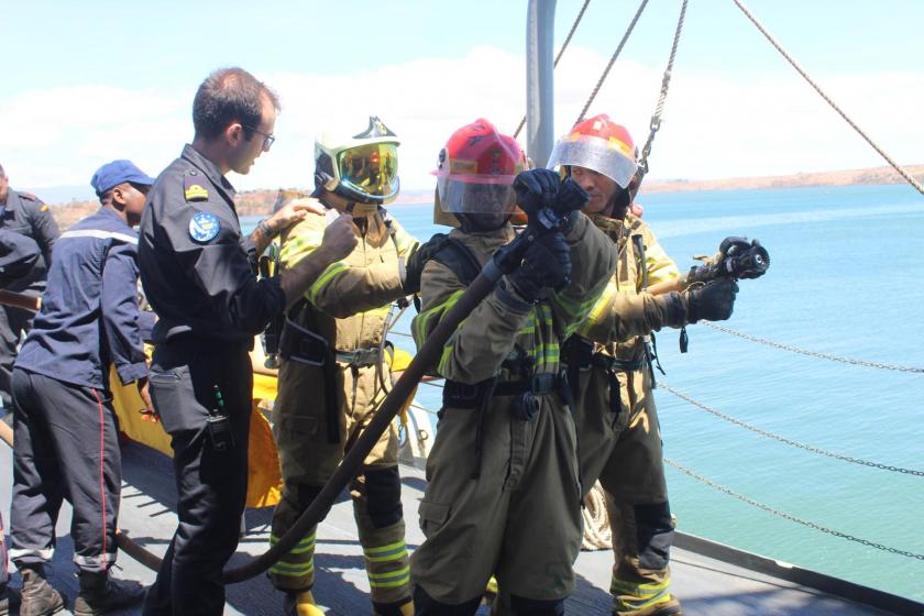 Malagsy Navy and EUNAVFOR ATALANTA personnel during the LMCE exercise
