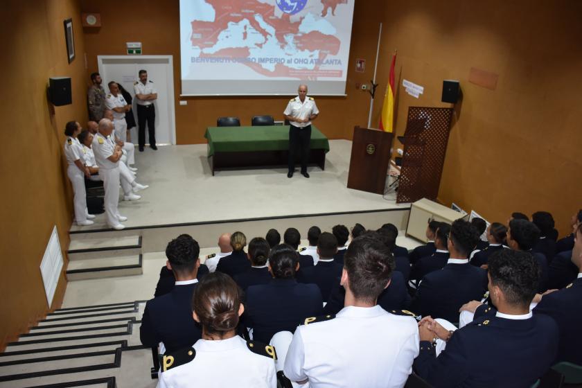ATALANTA Operation Commander briefing the Navy officer cadets on ATALANTA
