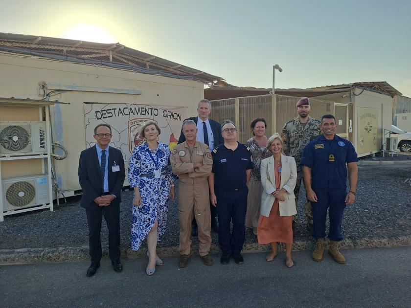 European Parliament representatives and EU Ambassador to Djibouti with the ORION detachment commanding officer 