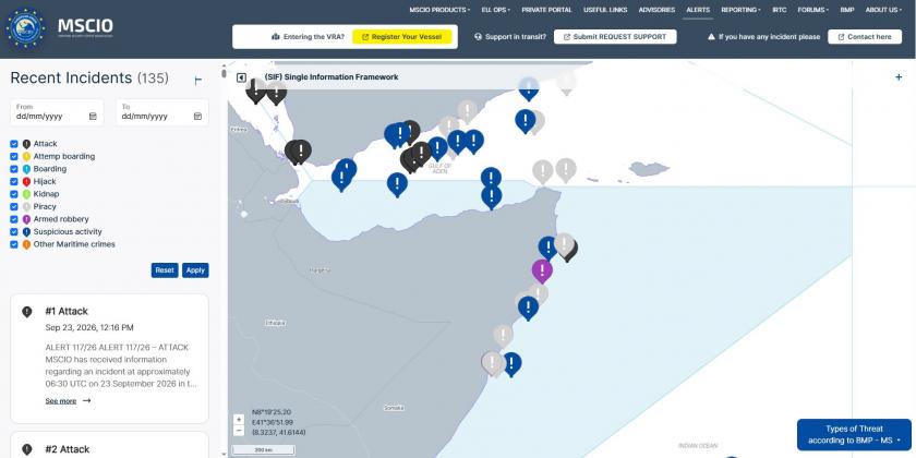 ATALANTA Maritime Security Centre Indian Ocean (MSCIO) alerts