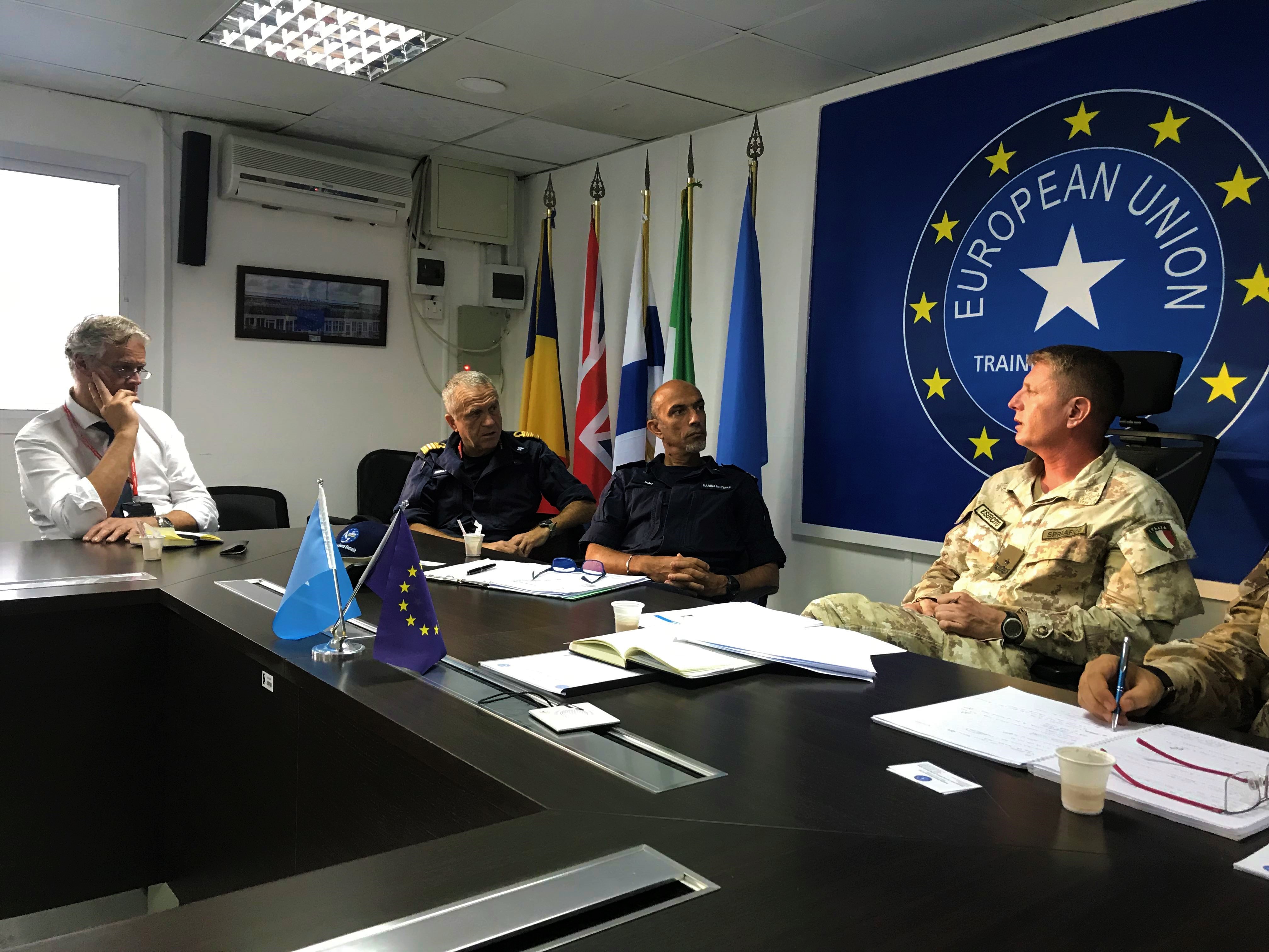 R. Adm. Simi visits with EU Training Mission Somalia Force Commander, Brigadier General Matteo Spreafico in Mogadishu.