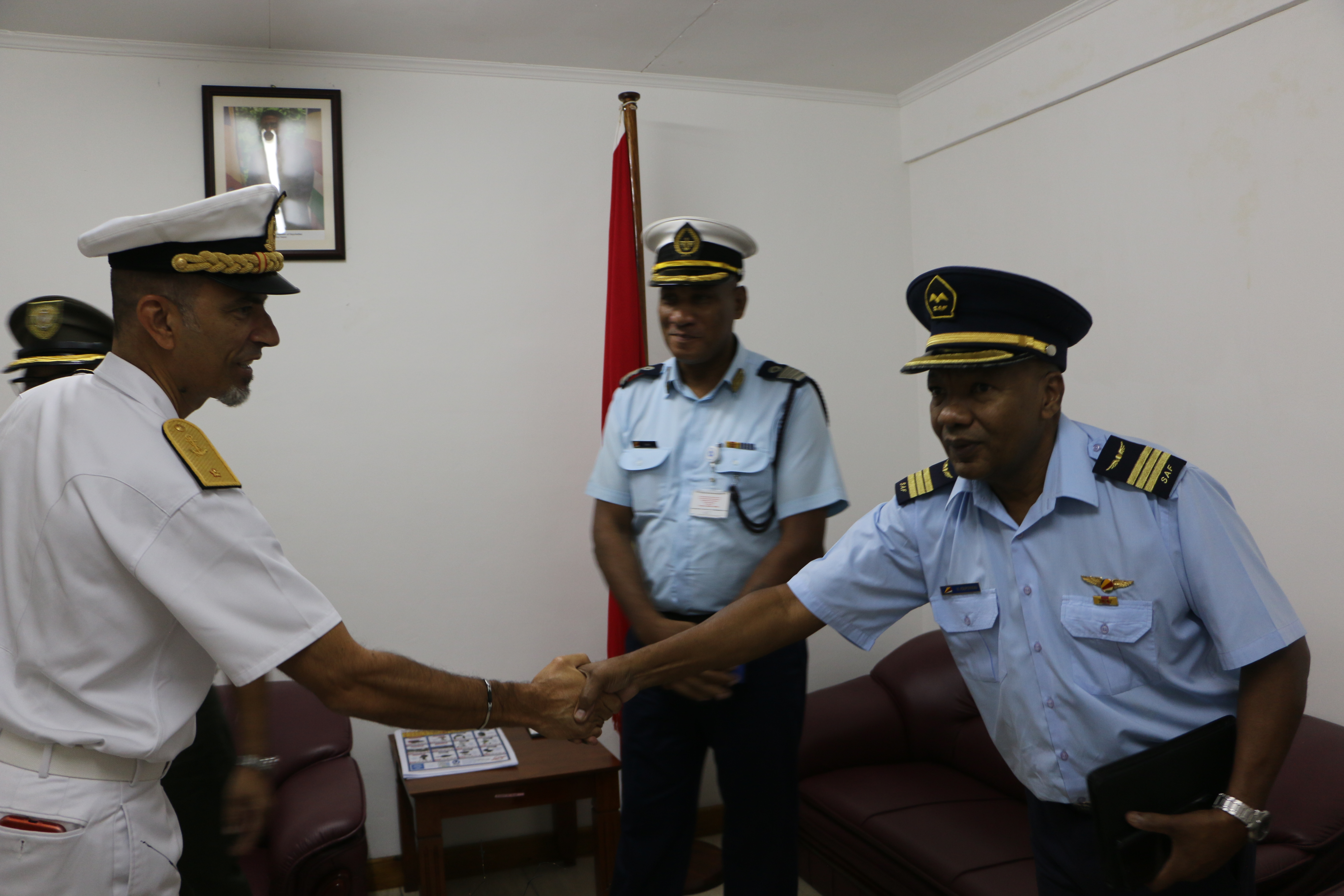 R. Adm. Simi with the Seychelles Air Force Commander.