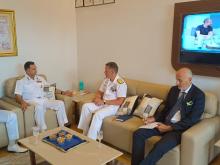 EUNAVFOR DCOM RADM Galoforo visiting authorities, Vice Adm Arvindan, Admiral Superintendent, Naval Dockyard Mumbai 