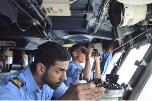 Two junior officers from the Royal Navy of Oman on board ITS DURAND DE LA PENNE.