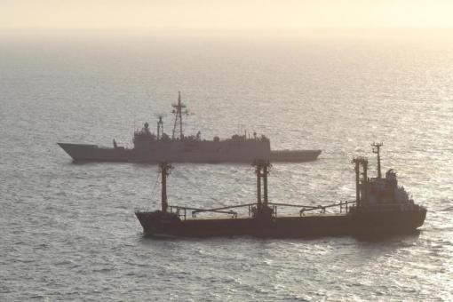 Operation ATALANTA flagship reassuring MV SWARD navigation